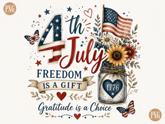 4th of July Freedom is a Gift PNG Patr Design Guide