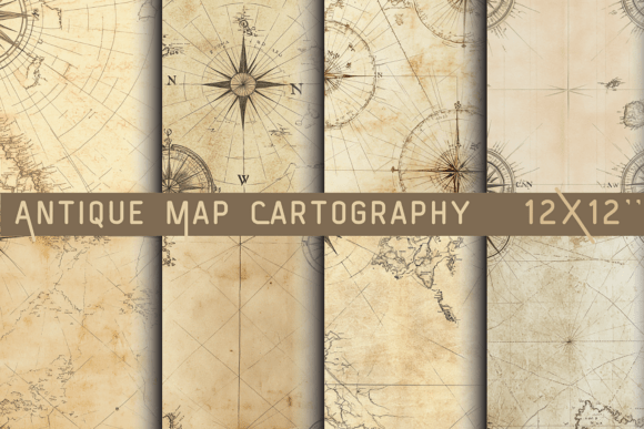 Antique Map Cartography Paper for Vintage Crafts