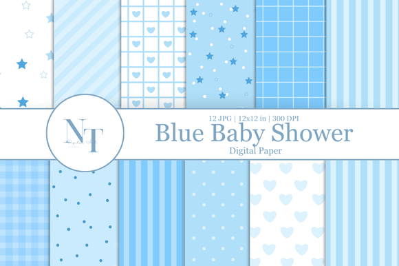 Blue Baby Shower Digital Paper Design Guide