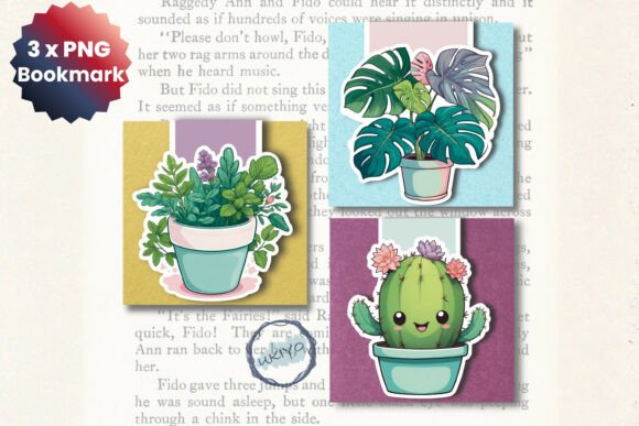 Cute Plant Magnetic Bookmark Set PNG