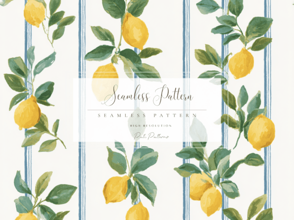 Evaluating Lemon Seamless Pattern with Stripes PNG for Design Projects
