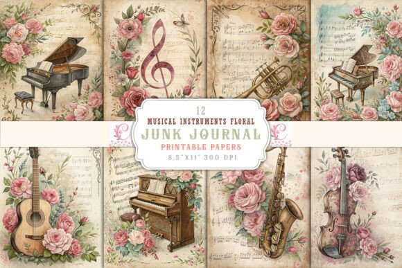 Evaluating the Musical Instruments Floral Junk Journal for Mixed Media and Scrapbooking Projects