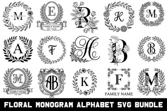 Floral Monograms SVG Bundle for Elegant Crafts