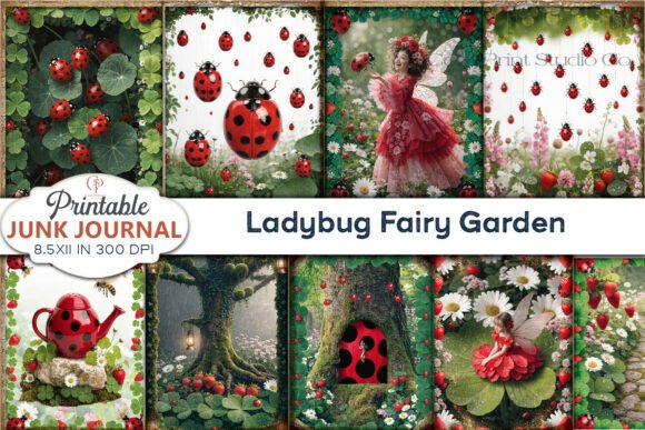 Ladybug Fairy Garden Junk Journal Pages: A Creative Resource for Paper Craft Enthusiasts