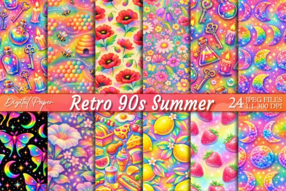 Retro 90s Summer Y2K Digital Paper: Integrating Nostalgic Assets into Creative Workflows