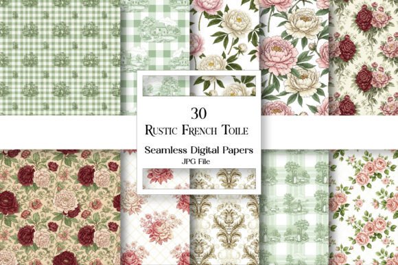 Rustic French Toile Digital Paper Pack Guide