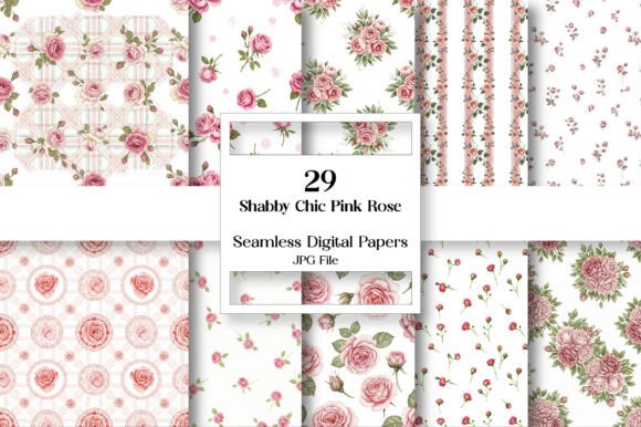 Shabby Chic Pink Rose Digital Paper: Elevating Vintage Design Projects