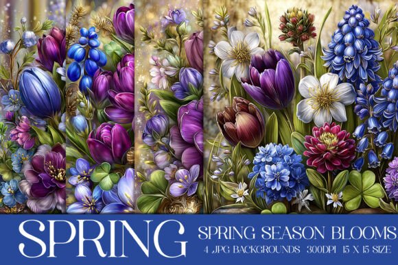 Spring Season Blooms Backgrounds, S1: Elevating Digital and Physical Crafts