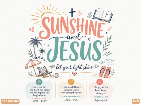 Sunshine and Jesus Christian PNG: Creative Faith Designs
