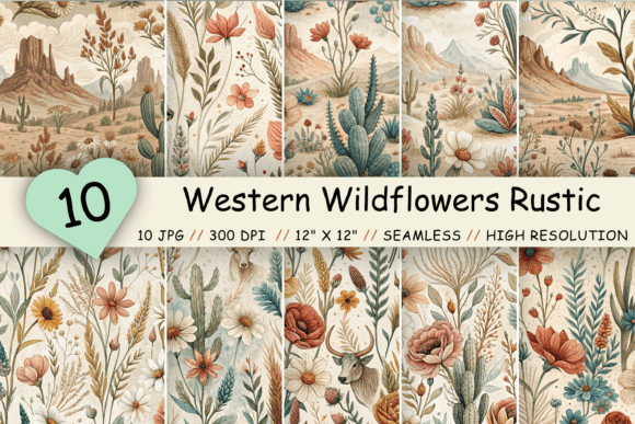 Western Wildflowers Rustic Digital Paper Guide